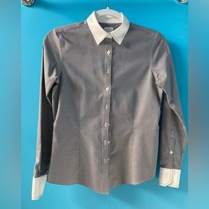 Brooks Brothers 2P petite tailored fit houndstooth shirt contrast collar & cuffs